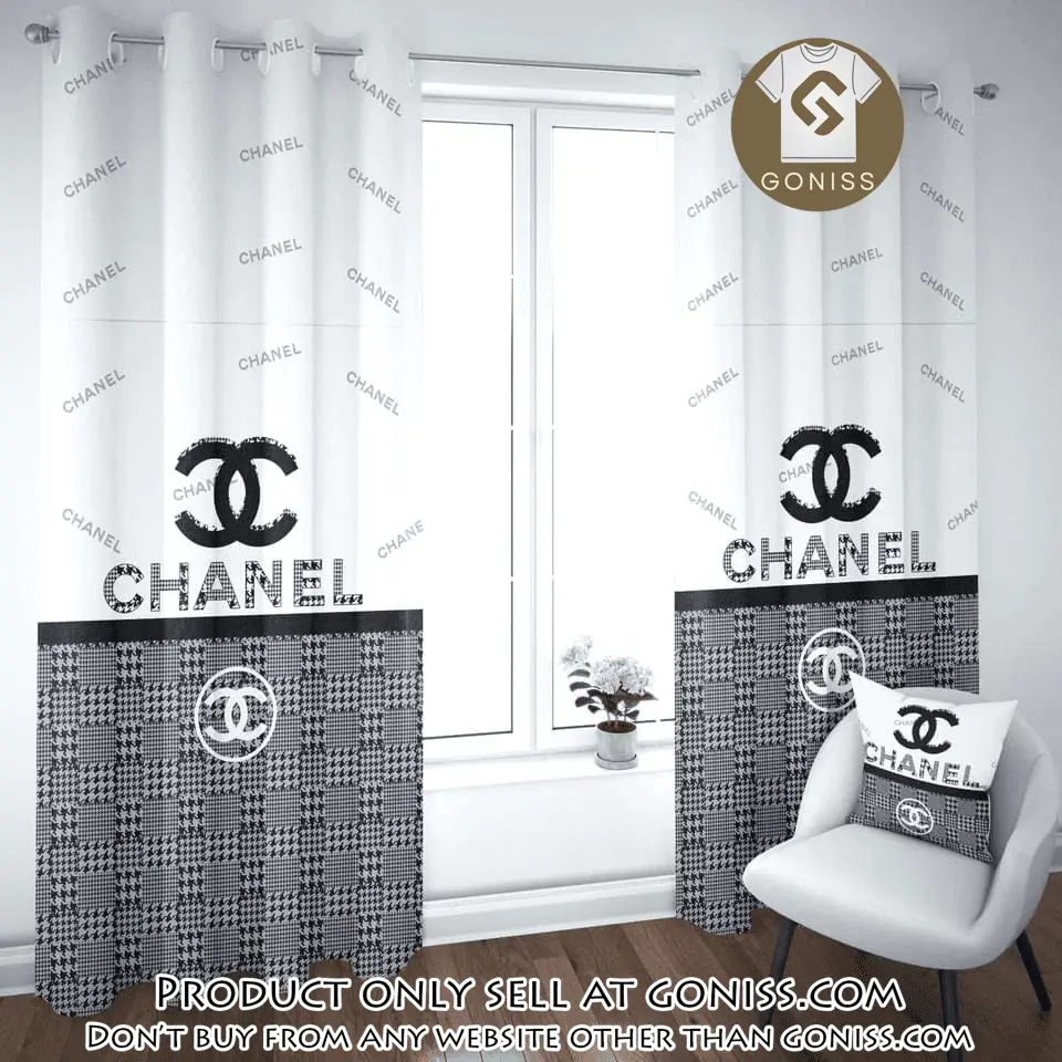 Chanel grey plaid premium window curtains hot  luxury curtain wc104 gn0617000